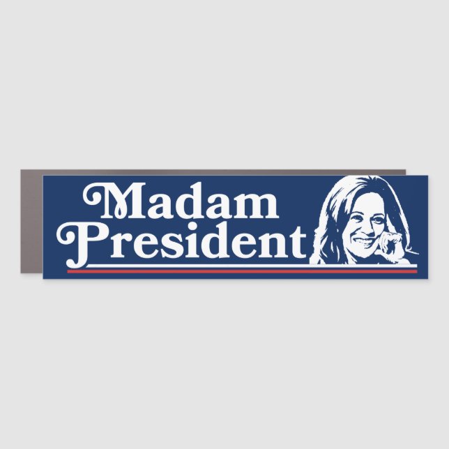 Kamala Harris 2024 Madam President Bumper Car Magnet (Front)