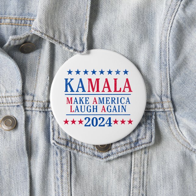 Kamala Harris 2024 Make America Laugh Again Button (In Situ)