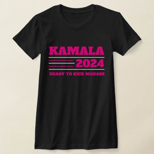 Kamala Harris 2024 Pink and White T-Shirt (Laydown)