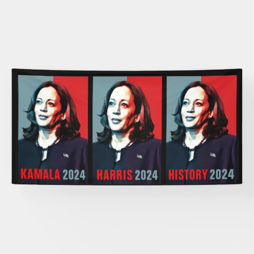 Kamala Harris 2024 Pop Art Triptych History Banner