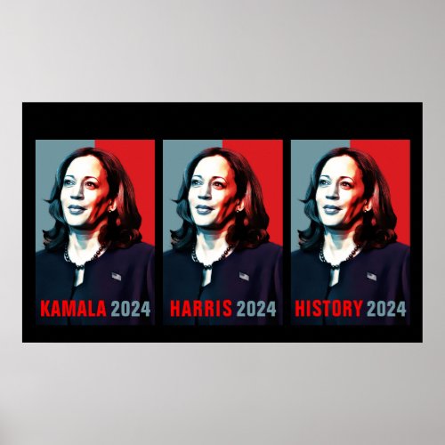 Kamala Harris 2024 Pop Art Triptych History Poster