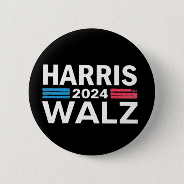 Kamala Harris 2024 President Comma La Funny Hat  Button (Front)