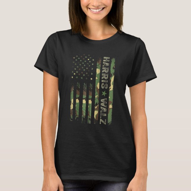 Kamala Harris 2024 President Harris Waltz Usa Camo T-Shirt (Front)