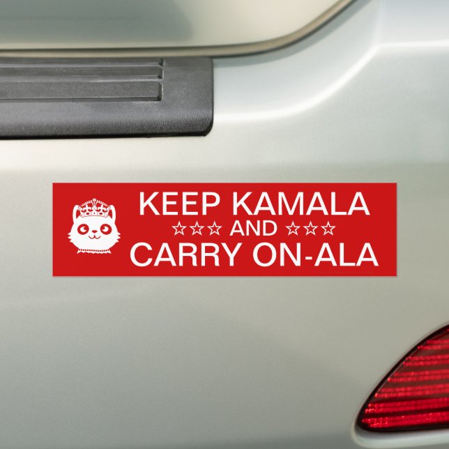 Kamala Harris 2024 President Keep Calm Carry On Bumper Sticker (On Car)