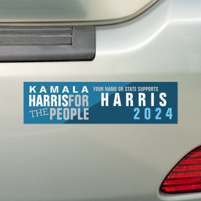 Kamala Harris 2024 President Vote Blue Two Tone Bumper Sticker (On Car)
