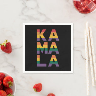 Kamala Harris 2024 Rainbow Flag Gay Pride LGBT Napkins