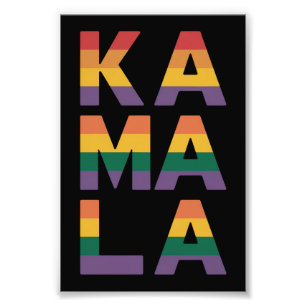 Kamala Harris 2024 Rainbow Flag Gay Pride LGBT  Photo Print