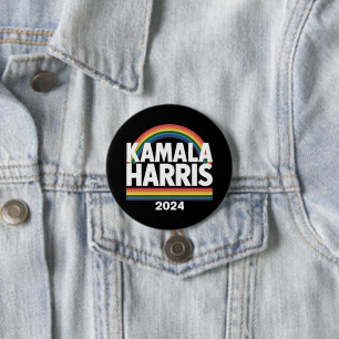 Kamala Harris 2024 Rainbow Gay Pride LGBT Election Button
