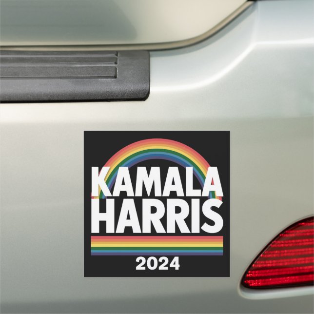 Kamala Harris 2024 Rainbow Gay Pride LGBT Election Car Magnet (In Situ)