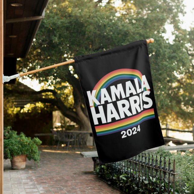 Kamala Harris 2024 Rainbow Gay Pride LGBT Election House Flag (In SItu)