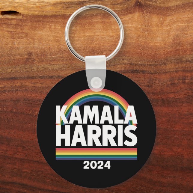 Kamala Harris 2024 Rainbow Gay Pride LGBT Election Keychain (Front)