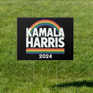 Kamala Harris 2024 Rainbow Gay Pride LGBT Election Sign