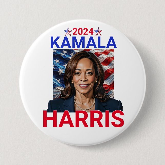 Kamala Harris 2024 Red, White and Blue Button (Front)