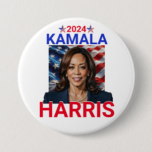 Kamala Harris 2024 Red, White and Blue Button