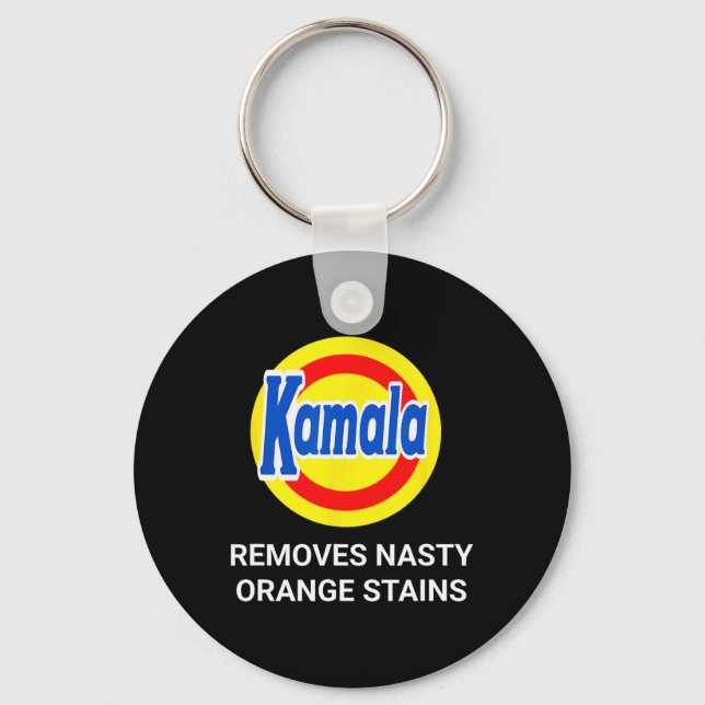Kamala Harris 2024 Removes Nasty Orange Stains Fun Keychain (Front)