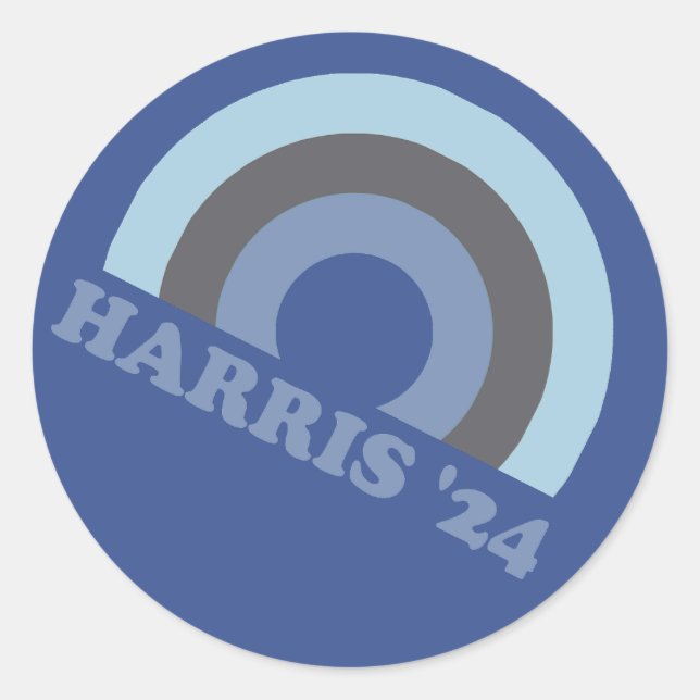 Kamala Harris 2024 Retro Rainbow  Classic Round Sticker (Front)