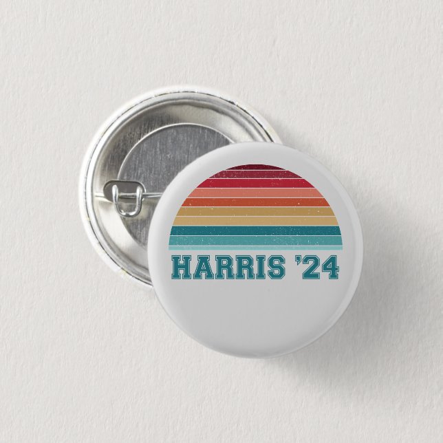 Kamala Harris 2024 Retro Sunset Vintage Button (Front & Back)