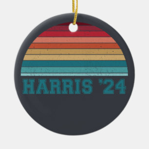 Kamala Harris 2024 Retro Sunset Vintage Ceramic Ornament