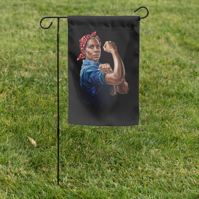 Kamala Harris 2024 Rosie The Riveter Childless Cat Garden Flag (In SItu)