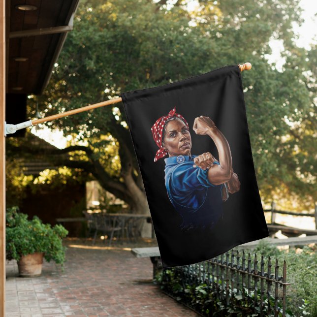 Kamala Harris 2024 Rosie The Riveter Childless Cat House Flag (In SItu)