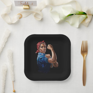 Kamala Harris 2024 Rosie The Riveter Childless Cat Paper Plates