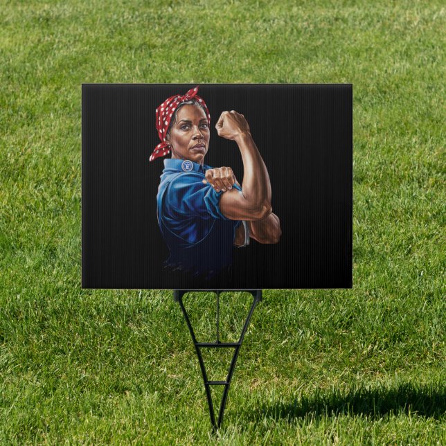 Kamala Harris 2024 Rosie The Riveter Childless Cat Sign (Insitu)