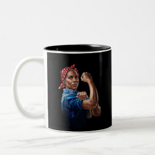 Kamala Harris 2024 Rosie The Riveter Childless Cat Two-Tone Coffee Mug