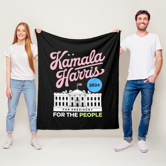 Kamala Harris 2024 Social Democrat Vote Blue  Fleece Blanket (In Situ)