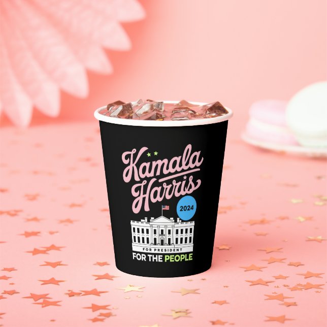 Kamala Harris 2024 Social Democrat Vote Blue  Paper Cups (Insitu)
