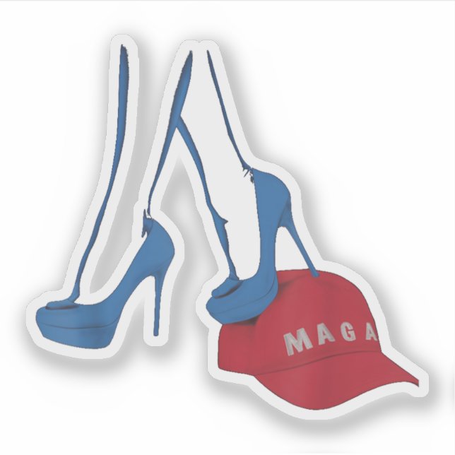Kamala Harris 2024 Stepping On MAGA Hat Anti TRUMP Sticker (Front)