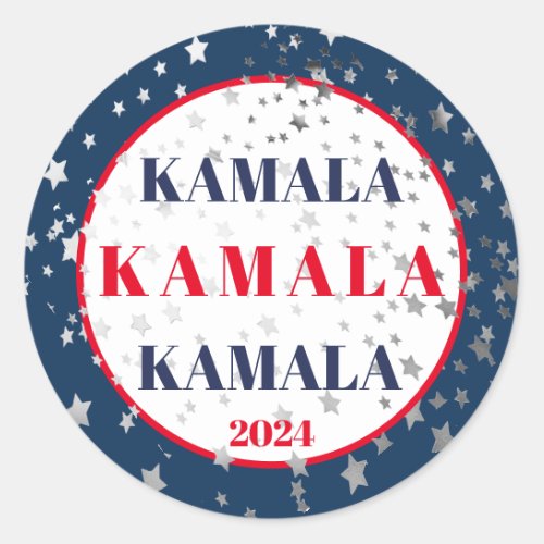 Kamala Harris 2024 Support Red White Blue  Classic Round Sticker