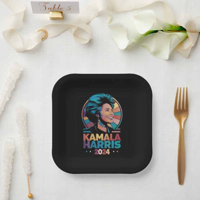 Kamala Harris 2024 Vote President Kamala Election  Paper Plates (Wedding)