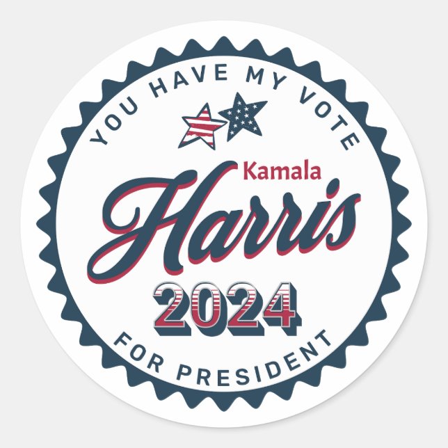 Kamala Harris 2024 | You Have my Vote  Classic Round Sticker (Front)