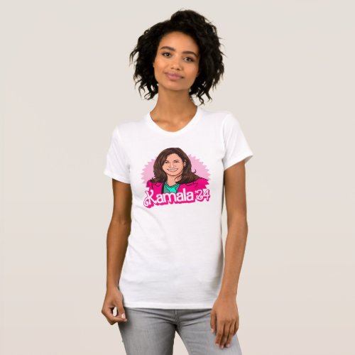 Kamala Harris 24 in Pink T_Shirt