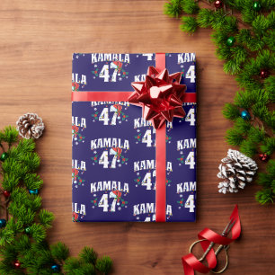 Kamala Harris 47 President Merry Christmas Santa Wrapping Paper