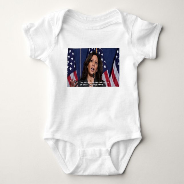 Kamala Harris & American Dream Quote Baby Bodysuit (Front)