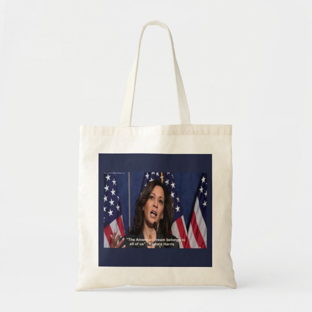 Kamala Harris & American Dream Quote Budget Tote (Front)