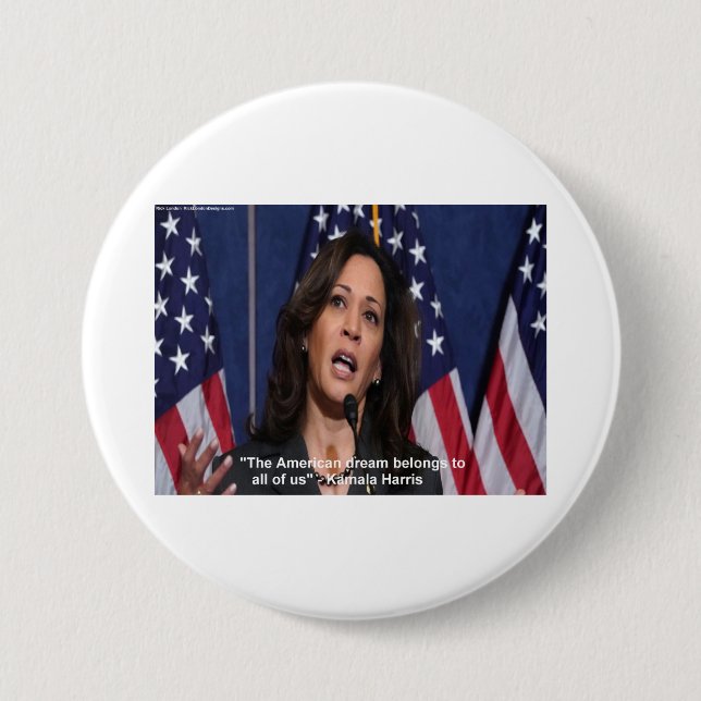 Kamala Harris & American Dream Quote Button (Front)