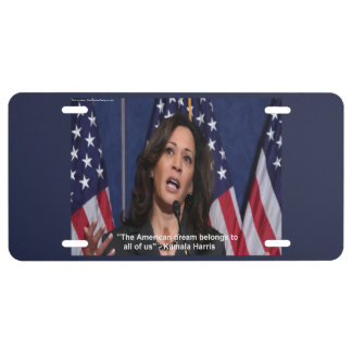 Kamala Harris & American Dream Quote License Plate