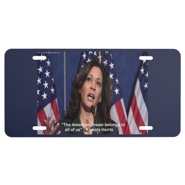 Kamala Harris & American Dream Quote License Plate (Front)