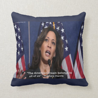Kamala Harris & American Dream Quote Throw Pillow