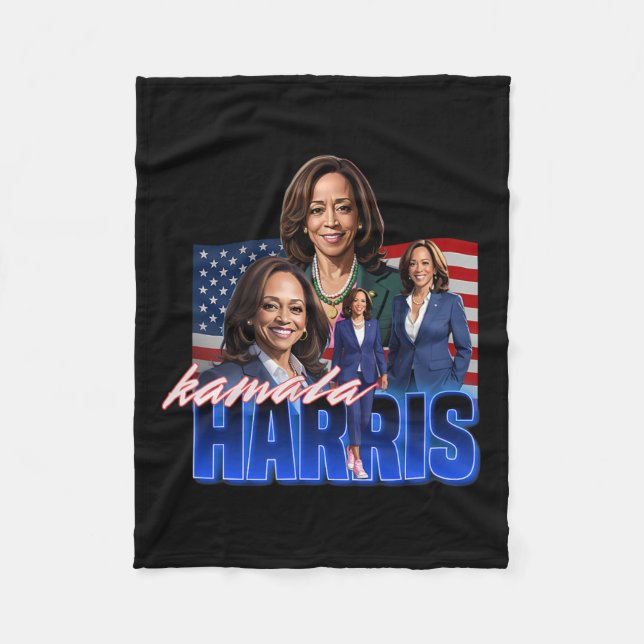 Kamala Harris American Flag Bootleg Reboot  Fleece Blanket (Front)