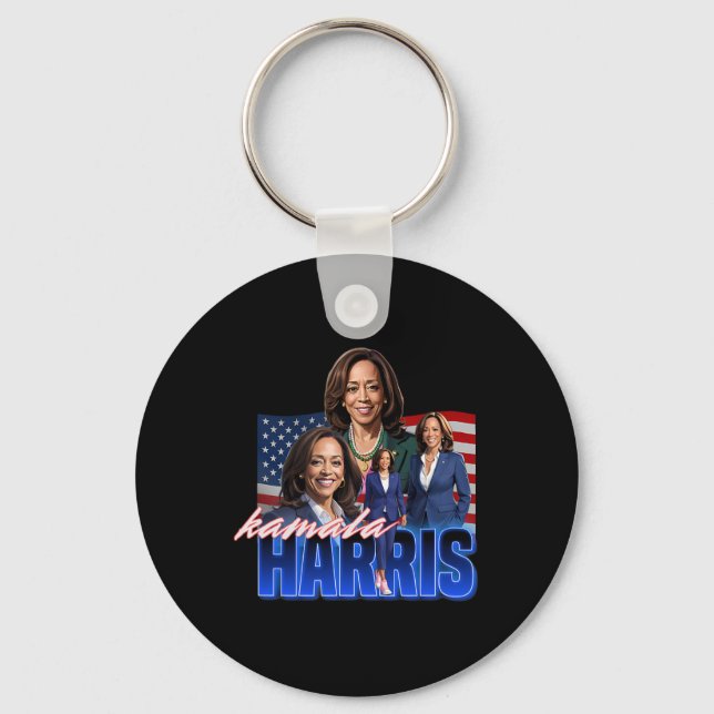 Kamala Harris American Flag Bootleg Reboot  Keychain (Front)