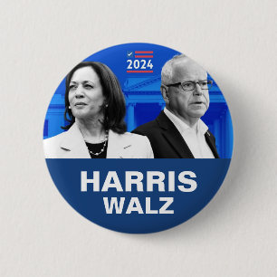 Kamala Harris and Tim Walz 2024 Button