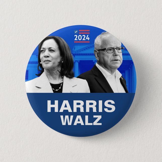 Kamala Harris and Tim Walz 2024 Button (Front)