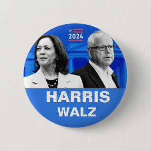 Kamala Harris and Tim Walz 2024 Button