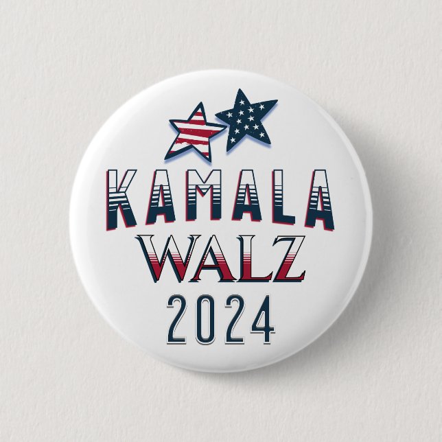 Kamala Harris and Tim Walz 2024 Button (Front)