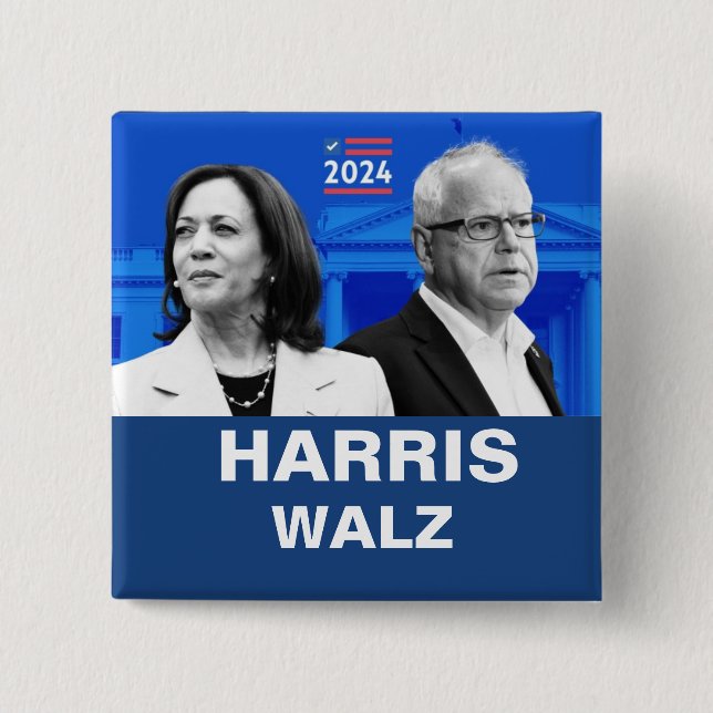 Kamala Harris and Tim Walz 2024 Button (Front)
