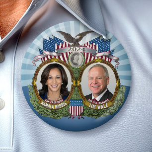 Kamala Harris and Tim Walz 2024 - Classic Jugate Button