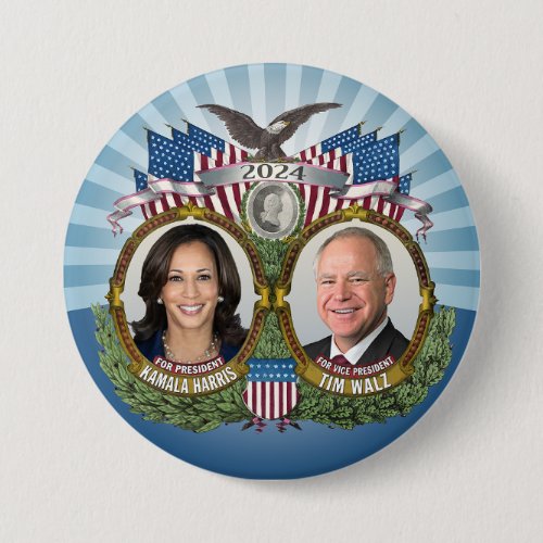 Kamala Harris and Tim Walz 2024 _ Classic Jugate Button